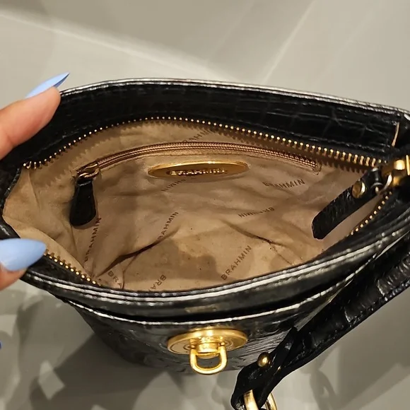 BRAHMIN Silvery Black Bucket Bag - Picture 10 of 12